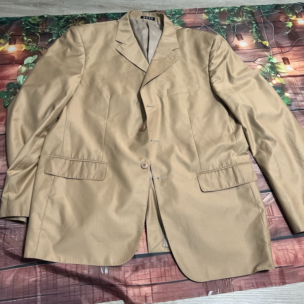 Boss Men’s Light Tan Blazer - Two-Button Sport Coat